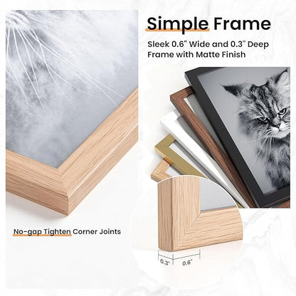 Venusmiles 15 Pack Picture Frames Collage Wall Decor, Gallery Frame Set for Wall Mounting or Tabletop Display, Multi Sizes Including 3pcs 8x10, 6pcs 5x7, 6pcs 4x6, Oak
