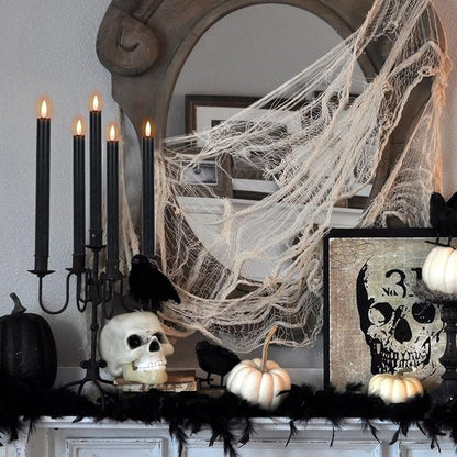 Halloween Flameless Taper Candles with 6 Hour Timer, Battery Operated Black LED Taper Candles Real Wax 3D Wick Flickering Halloween Dinner Table Decor Lights(6 Pack, 0.78” x 9.64”)
