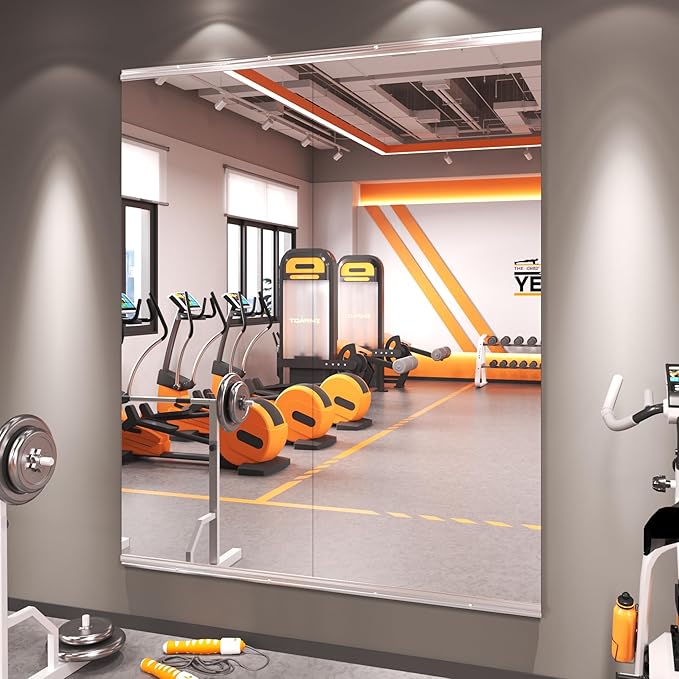Amorho Gym Wall Mirror, 56''x24''(Each)-2PCS Frameless Full Body Mirror for Gym, Tempered Glass, Yoga Studios, Dance Rooms, Garage Gyms.