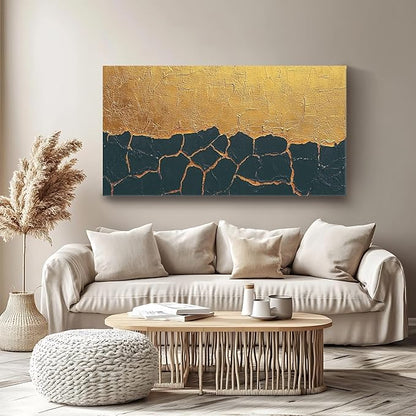 Iallbin Abstract Canvas Wall Art, Large Wall Art for Living Room, for Wall Modern Paintings Wall Decor Living Room (Abstract, Black and Yellow, 58L x 29W)