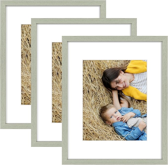 Golden State Art, 16x20 Picture Frame Set of 3 - Matted to 11x14 Photo - Engineered Wood Gallery Frame Set - Wall Mounting (Grey,3 Pack)