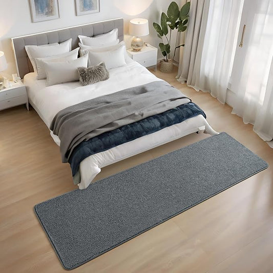 2x6 Bedside Runner Rug, Dark Grey Hallway Area Rugs for Bedroom, Low Pile Washable Modern Memory Foam Carpet, Non Slip Soft Carpets for Entrance Kitchen Laundry Living Room Decor