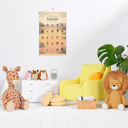Slagindeco Safari Animal Tracks Hanging Poster, Jungle Nursery Decoration, Safari Theme Baby Room Decor