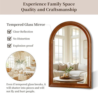 Tanmicoshomy Wood Bathroom Mirror 24x36 Inch,Rustic Wall Mirrors with Shatter-Proof Glass for Living Room, Bedroom or Entryway(Walnut)