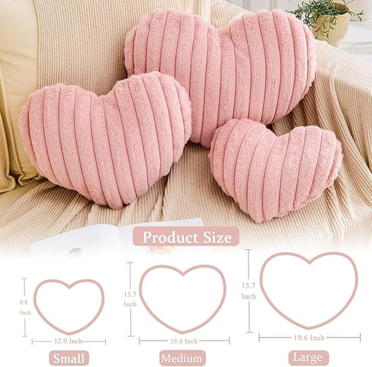 XVTRU Heart Pillows Heart Decorative Pillow Soft Fluffy Heart Shaped Dusty Pink Throw Pillows with Faux Rabbit Fur Aesthetic Room Decor Cute Small Pillow for Valentines Mother's Day