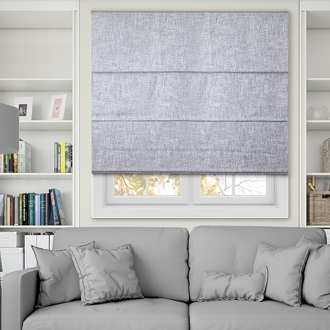 CHICOLOGY Cordless Roman Shades for Windows, Lexington Gainsboro (Blackout Style) Lined Polyester Room Darkening Shade, Privacy Window Treatment, Inside/Outside Mount, True-to-Size, 23" W x 72" H