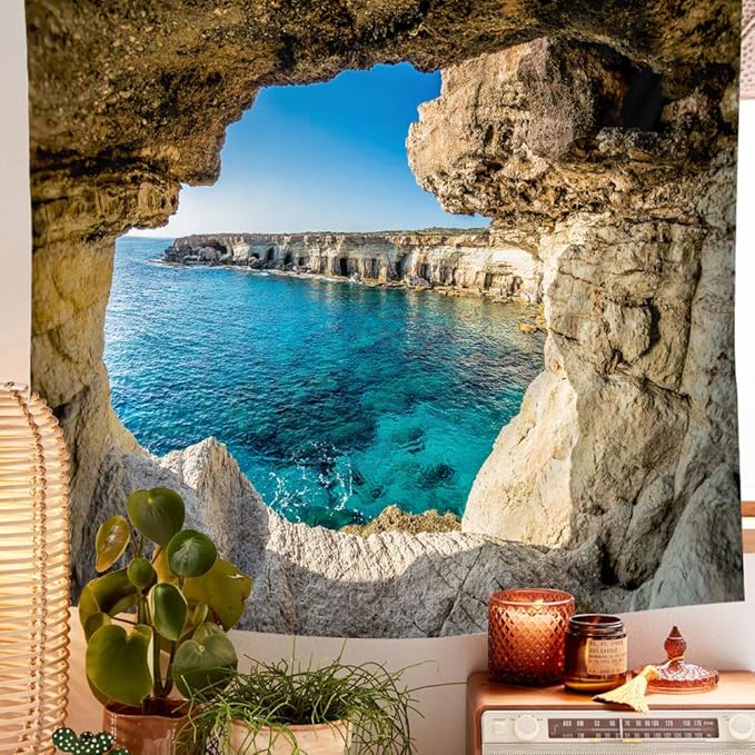 Llamazing Forest Home Decor Tapestry - Living Room Bedroom Decoration Curtain - Magic Landscape (Sea, 78''L60''W)