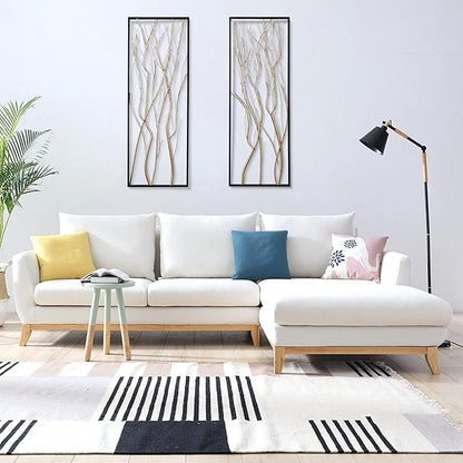 LuxenHome Metal Wall Decor, 36" Luxury Living Room Metal Wall Art, Set of 2 Gold Wall Decor, Bedroom Wall Decorations with Frame for Home, Bedroom, Kitchen, Office, Dining Room, Gold/Black