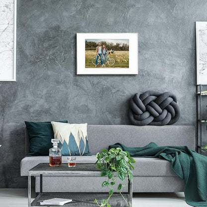 Golden State Art, Gallery Wall Frame Set of 6 - Silver 16x24 Aluminum Photo Frames with Mat for 12x18 Pictures - 16 x 24 inch Metal Frame with Real Glass Cover - Elegant Home or Office Decor