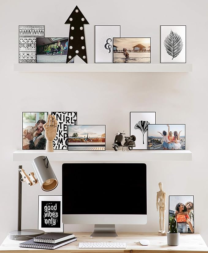 MCS Format 5x7 Picture Frame Black, Gallery Wall Vertical & Horizontal Wall Hanging Small Picture Frame or Tabletop Easel for Photos & Art Prints (12-Pack)