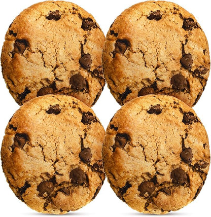 Unittype 4 Pcs 13.4" Chocolate Chip Cookie Pillows Round Throw Pillow Plush 3D Digital Print Funny Food Shaped Soft Stuffed Seat Pad Cushion for Bedroom Couch Sofa Chair Floor Decor Gifts
