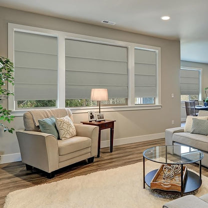 CHICOLOGY Cordless Roman Shade for Windows & French Doors, Ridgewood Sage, Privacy + Light Filtering Linen Look Fabric w/White Liner, True to Size, Inside/Outside Mount, 23" W x 72" H