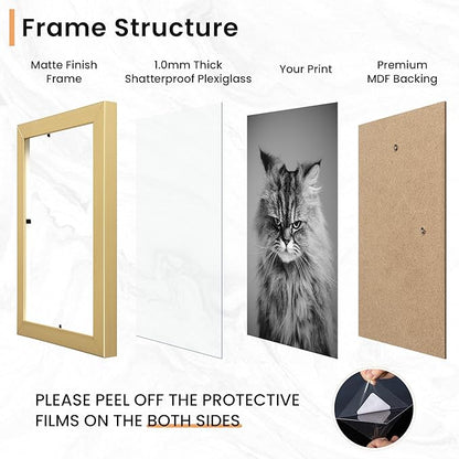 Venusmiles 15 Pack Picture Frames Collage Wall Decor, Gallery Frame Set for Wall Mounting or Tabletop Display, Multi Sizes Including 3pcs 8x10, 6pcs 5x7, 6pcs 4x6, Gold