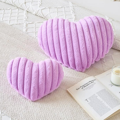 Heart Pillow, Heart Shaped Pillow with Soft Plush for Couch Bed, Decorative Throw Pillows for Bedroom Livingroom, Cozy Heart Pillows Home Decor Pillow Cushion (Lavender Purple, Mini 12.9" x 9.8")