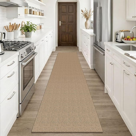 KOZYFLY Runners Rugs for Hallway 2x10, Washable Runner Rug, Woven Non Slip Kitchen Runner, Braided Entryway Rug, Floor Carpet for Entry, Aisle, Hall, Orange Beige/Tan/Brown