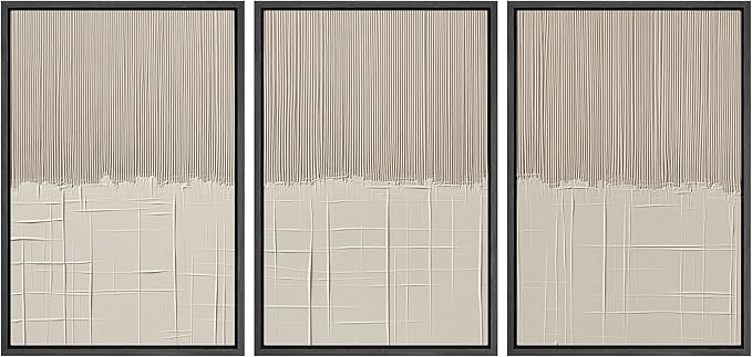SIGNLEADER Framed Canvas Print Wall Art Set Beige Abstract Neutral Illustrations Minimal Decorative Bohemian Nordic for Living Room, Bedroom, Office - 16"x24"x3 BLACK