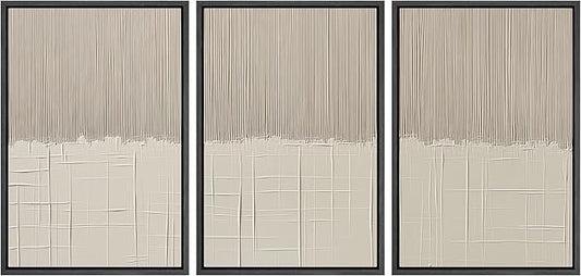 SIGNLEADER Framed Canvas Print Wall Art Set Beige Abstract Neutral Illustrations Minimal Decorative Bohemian Nordic for Living Room, Bedroom, Office - 16"x24"x3 BLACK