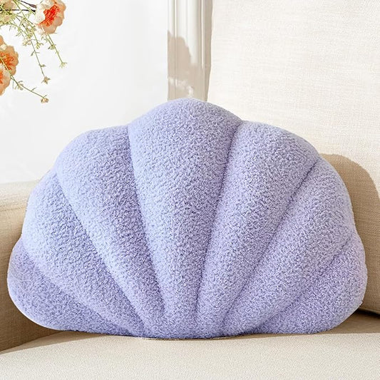 XIAIJIA Seashell Throw Pillows Shell Shaped Pillow Lavender Sea Shell Pillows for Bed Seashell Decorative Pillow Soft Plush Pillow Sea Couch Decoration(18 X 13 inch)