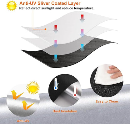 100% Black Out Window Cover Portable Blackout Shades Adhesive Thermal Blackout Blinds No Drill Guard Blind for Window Shades Temporary Room Home 40" x 57" Darkening Shades for Skylight RV Dorm