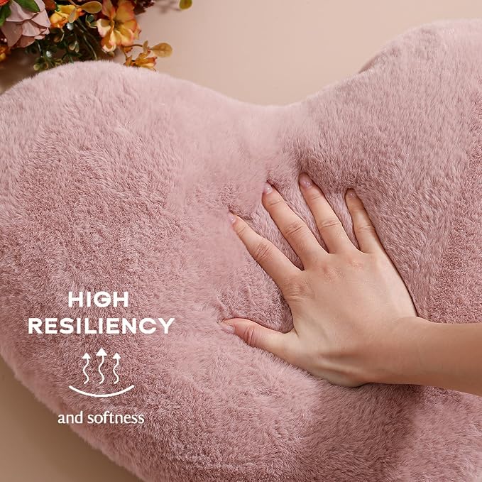 EastTree Heart Pillows, Dusty Pink Heart Shaped Pillows, Ultra Soft Extra-Large Fluffy Pillows, Love Throw Pillows Gifts, Women Girls Living Room Decor 15x18 Inch
