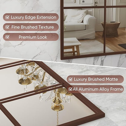 Suidia Wall Mirror, 30" x 48" Window Decorative Mirrors, Metal Framed Wall Decor Wall-Mounted Mirrors for Bedroom, Living Room, Entryway, Gold