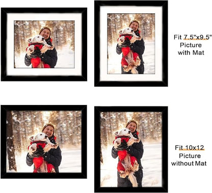 Picrit 10x12 Picture Frame Set of 12, Display 8x10 with Mat or 10x12 without Mat, Photo Frames for Wall Mounting or Table Top Display, Black