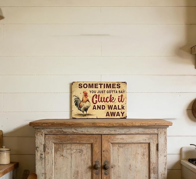Funny Metal Signs Wall Art Funny Chicken Coop Tin Signs Decor Vintage Rooster Sign Rustic Farmhouse Wall Decor Yard-signs for Home Kitchen Farm Garden 8x12inch