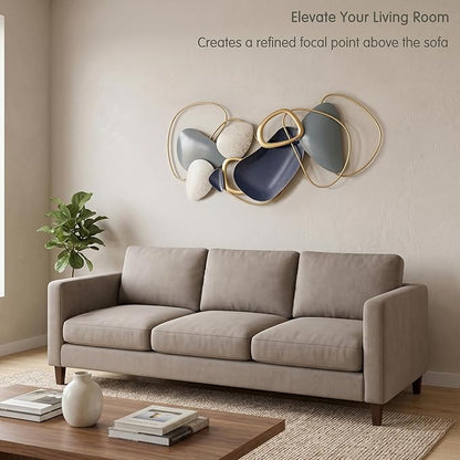 Axioglo Large Metal Wall Art Decor, 3D Abstract Stone Design, Handcrafted Metal Wall Sculpture for Living Room, Bedroom & Entryway（40"）