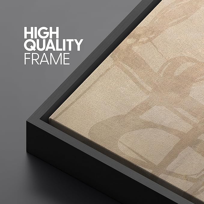 SIGNLEADER Framed Canvas Print Wall Art Set Beige Modern Abstract Line Art Illustrations Minimal Decorative Bohemian for Living Room, Bedroom, Office - 24"x36"x3 Black