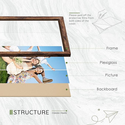 8x10 Picture Frame Set of 10, Brown Frames 8x10 for Tabletop Display, Horizontal or Vertical Wall Mounting