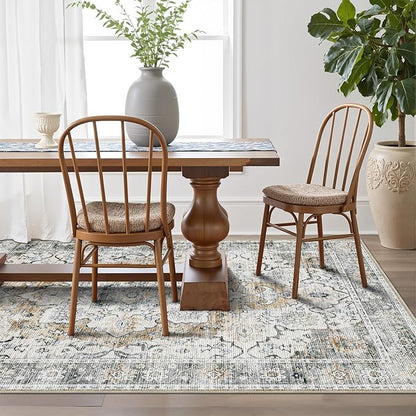 LUMI 5x8 Washable Area Rug for Living Room, Ultra Soft Stain Resistant Carpet with Non Slip Rubber Backing, Non-Shedding Low Pile Rugs for Bedroom, Dining Room, Indoor, Office