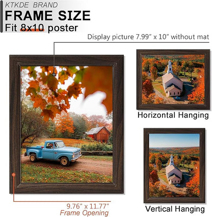 KTKDE 8x10 Picture Frame Set of 5, Wooden frames walnut, Vertical & Horizontal Wall Hanging for Wall or Tapletop Display,Studio Gallery Photo Frame for Photos, Posters & Art Prints