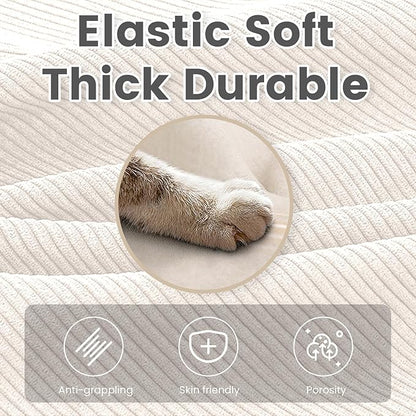 112'' Sectional Modular Cloud Couch, Oversized 5 Seat Couches U Shaped Sofa with 2 Movable Ottomans, 2 Throw Pillows, Upholstered Corduroy U Shape Comfy Deep Couches for Living Room and Office, Beige