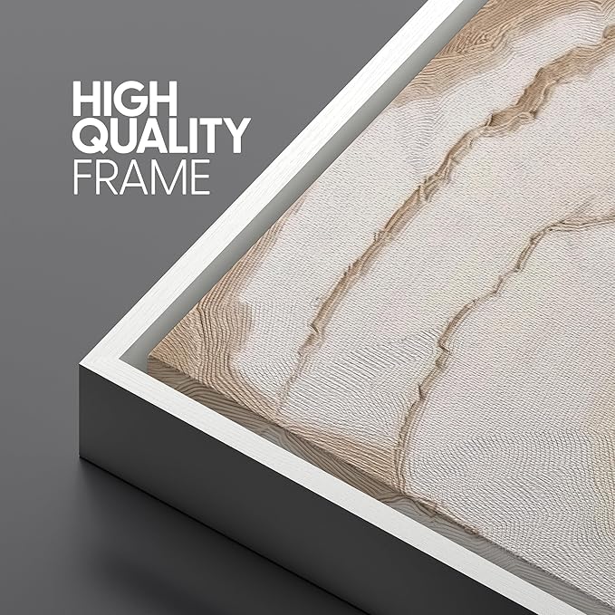 SIGNLEADER Framed Canvas Print Wall Art Set Beige Abstract Wave Neutral Illustrations Minimal Decorative Bohemian Nordic for Living Room, Bedroom, Office - 24"x36"x3 WHITE