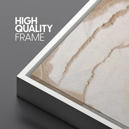 SIGNLEADER Framed Canvas Print Wall Art Set Beige Abstract Wave Neutral Illustrations Minimal Decorative Bohemian Nordic for Living Room, Bedroom, Office - 24"x36"x3 WHITE