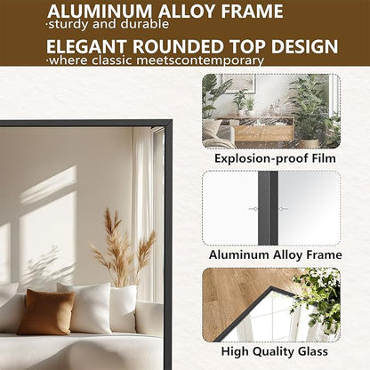 Koonmi 78"x35" Floor Mirror Full Length, Bedroom Floor Body Mirror with Stand, Large Black Mirror, Leaning, Standing or Hanging Horizontally/Vertically