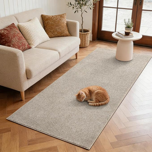 FinRèc 2x8 Washable Runner Rugs for Kitchen Hallway Bedroom, Low Pile Thin Rug Solid Color, Non-Slip Carpet Indoor for Home Decor (Greige/White)