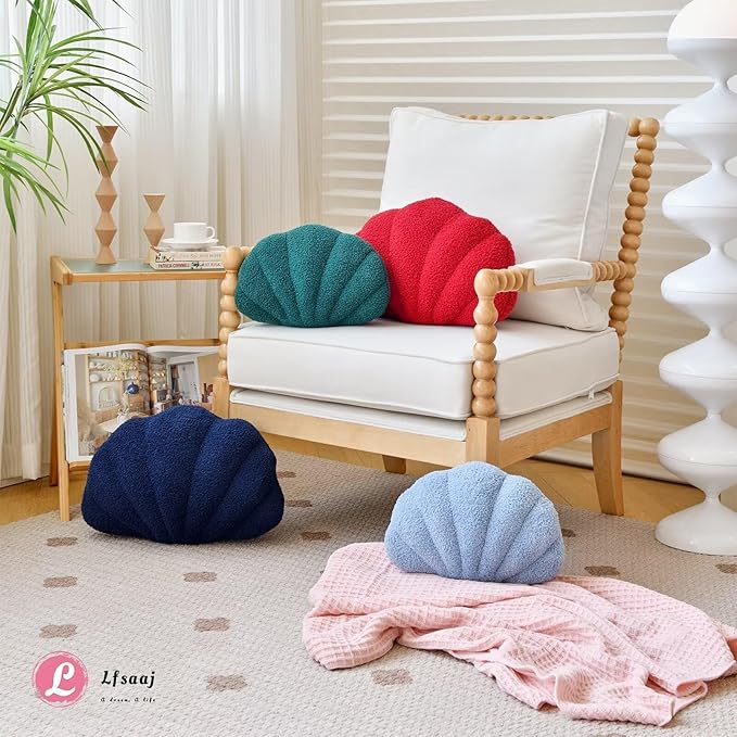 Lfsaaj Seashell Throw Pillows, Shell Shaped Throw Pillows, 18 Inch Soft Home Decorative Pillow Plush Cushion for Bed Couch Living Sofa Room Decor Accent Throw Pillow (Navy 18Inch)