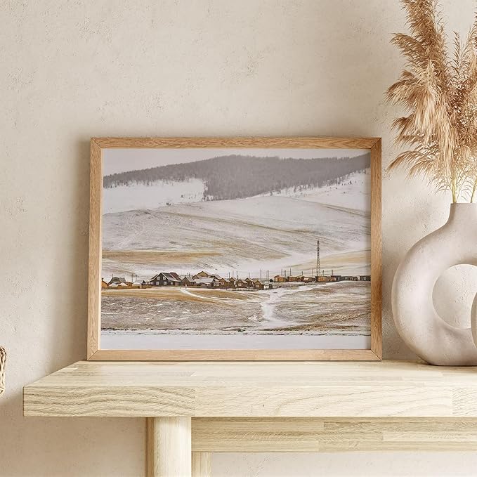 9x12 Wood Frame, Solid Oak 9x12 Picture Frame with Mat to 6x8, Natural Oak 12x9 Frames, Set of 3