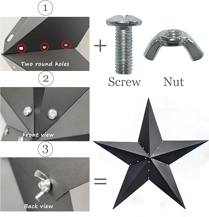 VIVICOMFY 48" Black Barn Star Metal Wall Hanging Decor - Outdoor & Indoor, Rust Resistant, Weatherproof - Perfect for Living Room & Farmhouse Decor