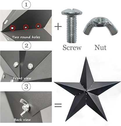 VIVICOMFY 48" Black Barn Star Metal Wall Hanging Decor - Outdoor & Indoor, Rust Resistant, Weatherproof - Perfect for Living Room & Farmhouse Decor