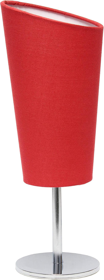 Simple Designs LT2061-RED Mini Chrome Angled Fabric Shade Table Lamp, Red (Pack of 24)