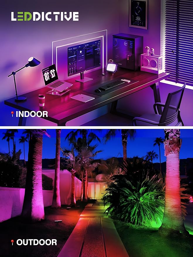 Leddictive 2 Pack RGB LED Flood Light 30W, 300W Equivalent 3000 LM Outdoor Landscape Flood Lights with 2 Remote, IP66 Waterproof Outdoor Light for Christmas Party Stage Uplight Wall Wash