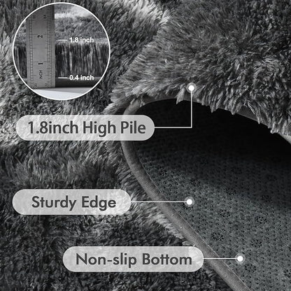 6x9 Ft Large Shag Rugs for Living Room Decor, Tie-Dyed Ultra Soft Fluffy Furry Area Rugs for Bedroom Indoor Floor, Aesthetic Carpet for Kids Home (Grey)