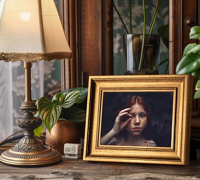 Yaetm 5x7 Gold Picture Frame Set of 4, 1.4” Wide Molding & Rustic Gold Photo Frames 5 x 7 with HD Tempered Glass, Display on Tabletop & Wall Mounting, 4 Pack
