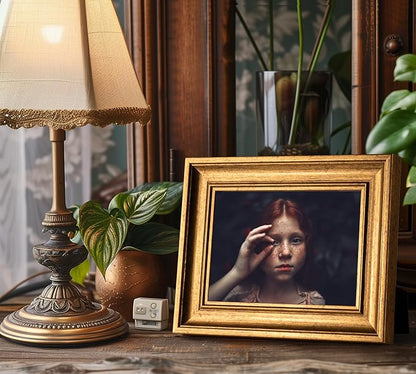 Yaetm 5x7 Gold Picture Frame Set of 4, 1.4” Wide Molding & Rustic Gold Photo Frames 5 x 7 with HD Tempered Glass, Display on Tabletop & Wall Mounting, 4 Pack
