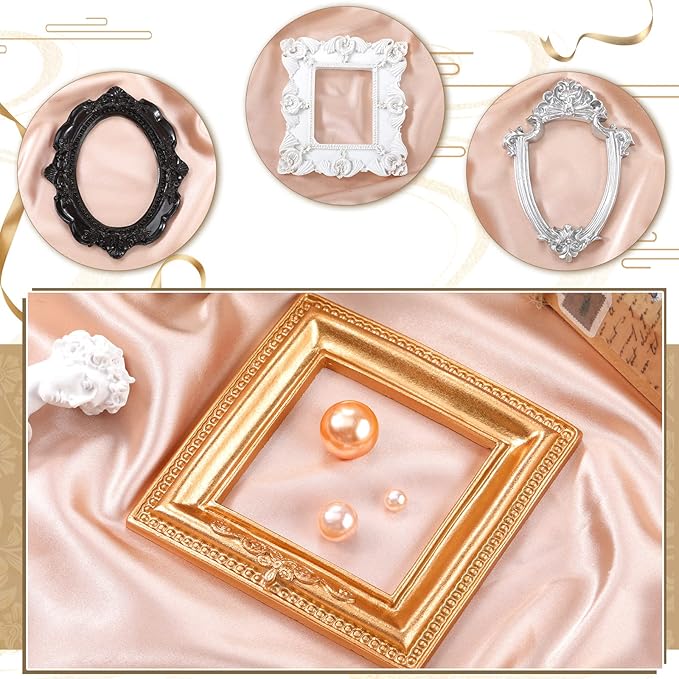Yulejo 10 Pcs Vintage Gold Mini Frames Set, Baroque Victorian Ornate Decorative Frames for Gallery Wall Decor, DIY Jewelry Display, Antique Frame for Home, Wedding, Room, No Glass or Backing (Retro)