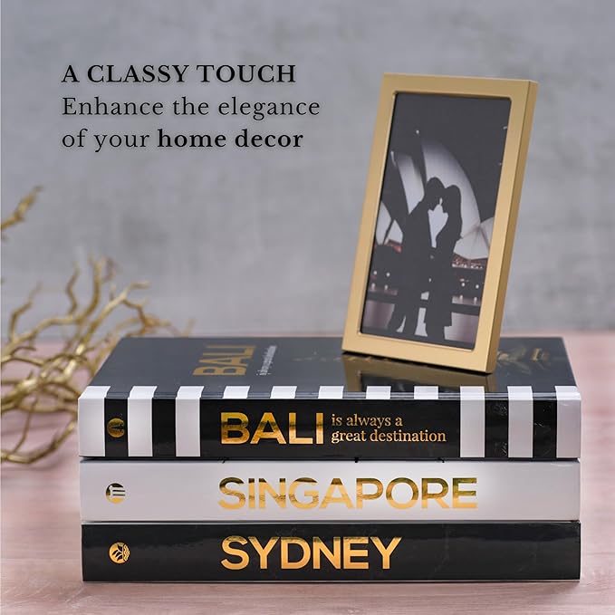 Decorative Books for Home Decor - Black and Gold Foiled Decor Books for Coffee Table - Decorative Hardcover Display Faux Books for Bookshelf – Fashion Designer Books Decor Set of 3
