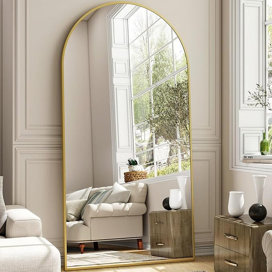 Easly 41"x81" Extra Large Arched Full Length Mirror - Leaning Mirror Arch Wall-Mounted Mirrors - Aluminum Alloy Frame Modern Simple Home Decor - for Living Room Bedroom Cloakroom
