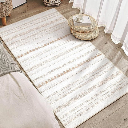 Nakagishi Area Rug Living Room Rugs: 3x5 Soft Machine Washable Boho Neutral Farmhouse Stain Resistant Moroccan Indoor Carpet for Bedroom Nursery Kids Entryway Kitchen Entry Bedside Home House- Brown
